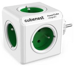 Cubenest Powercube Original, 5× zásuvka, biela/zelená, detská poistka, uzemnenie, max. 16A/250V~3680W/50-60Hz