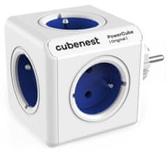 Cubenest Powercube Original, 5× zásuvka, biela/modrá, detská poistka, uzemnenie, max. 16A/250V~3680W/50-60Hz