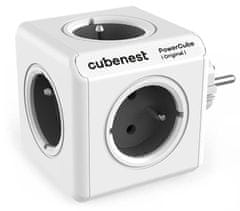 Cubenest Powercube Original, 5× zásuvka, biela/sivá, detská poistka, uzemnenie, max. 16A/250V~3680W/50-60Hz