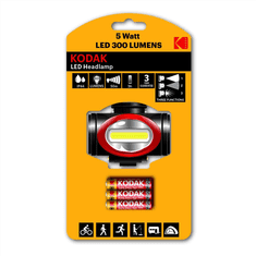 Kodak čelovka LED Headlamp 300, 300 Lumenov, + 3x AAA Extra Heavy Duty