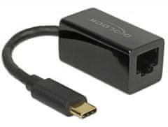 DELOCK Adaptér Super Speed USB (USB 3.1 Gen 1) s USB Type-C samec &gt; Gigabit LAN 10/100/1000 Mbps kompaktný čierny