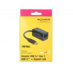 DELOCK Adaptér Super Speed USB (USB 3.1 Gen 1) s USB Type-C samec &gt; Gigabit LAN 10/100/1000 Mbps kompaktný čierny