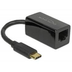 DELOCK Adaptér Super Speed USB (USB 3.1 Gen 1) s USB Type-C samec &gt; Gigabit LAN 10/100/1000 Mbps kompaktný čierny