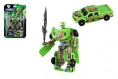 Teddies Transformer auto/robot plast 14cm zelený na karte