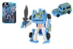 Teddies Transformer auto/robot plast 14cm modrý na karte