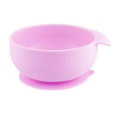 Chicco Set jedálenský silikónový - pink, 6m+