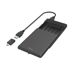 HAMA externý box na 2,5&quot; SSD/HDD disk, USB-A + USB-C, SATA, USB 3.2 Gen 1