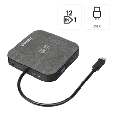 HAMA USB-C hub Connect2QiCharge, bezdrôtové nabíjanie, 12 pripojení