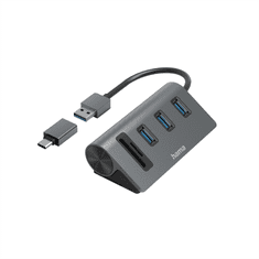 HAMA USB hub a čítačka kariet, 5 portov, USB-C adaptér