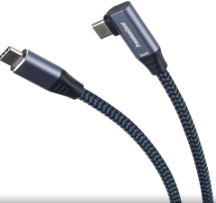 PremiumCord USB-C zahnutý kábel (USB 3.2 GEN 2x2, 5A, 100W, 20Gbit/s) bavlnený oplet, 3m