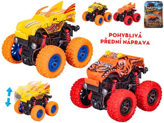 Crazy Truck monster truck 9 cm na zotrvačník veľké kolesá (oranžová, fialová, zelená, modrá)