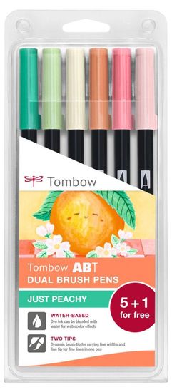 Tombow ABT Dual Pen Brush sada obojstranných štetcových fixiek - Just Peachy 6 ks