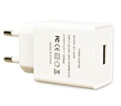 HELMER univerzálny USB napájací adaptér / 2A / 5V / USB / biely