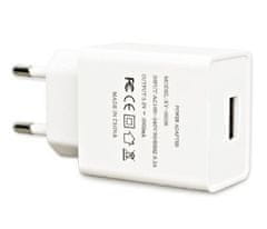 HELMER univerzálny USB napájací adaptér / 2A / 5V / USB / biely