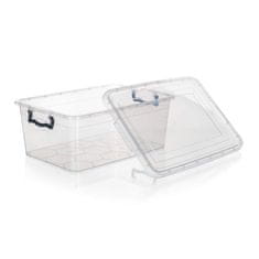 Box úložný GEMA 20l, 49x32, 5x19, 5cm, veko, klip, plastový, ŠE/TRA