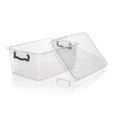 Box úložný GEMA 14l, 42x27x18cm, veko, klip, plastový, ŠE/TRA