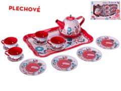 Čajový set plechový 15 ks s podnosom 24x15 cm