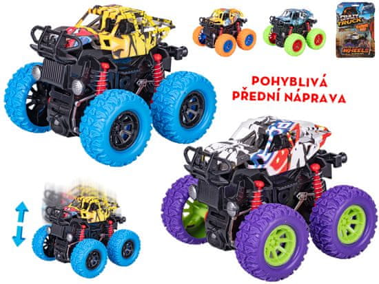 Crazy Truck buggy 9 cm na zotrvačník veľké kolesá (fialová, oranžová, zelená, modrá)