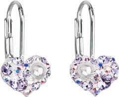 Srdiečkové náušnice s kryštálmi Swarovski 31125.9 violet