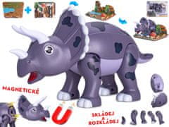 Dinosaurus Triceratops 28 cm magnetický s doplnkami 2 ks