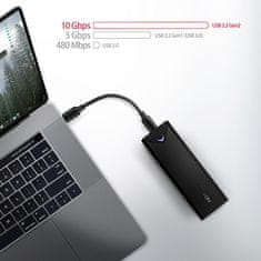 AXAGON EEM2-UB2, USB-C 10Gbps - M.2 NVMe SSD ARROW box, čierny