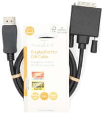 Nedis kábel DisplayPort - DVI/ zástrčka DisplayPort - 24+1pinová zástrčka DVI-D/ čierny/ bulk/ 1m