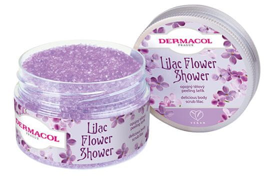 Opojný telový peeling Orgován Flower Care (Delicious Body Scrub Lilac) 200 g