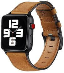 Kožený remienok s prešívaním pre Apple Watch - Brown 42/44/45/49 mm