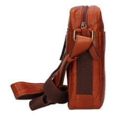 Pánska kožená crossbody taška 290602 COGNAC