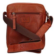 Pánska kožená crossbody taška 290602 COGNAC