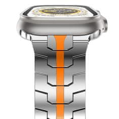 Oceľový ťah Iron Man pre Apple Watch 42/44/45/49 mm - Silver/Orange