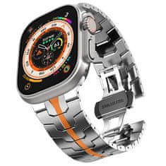 Oceľový ťah Iron Man pre Apple Watch 42/44/45/49 mm - Silver/Orange