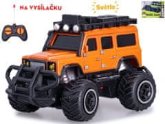 R/C auto terénne 14 cm 1:43 27 MHz plná funkcia na batérie so svetlom (oranžová, zelená)