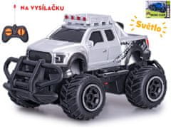 R/C auto terénne 14 cm 1:43 27 MHz plná funkcia na batérie so svetlom (modrá, strieborná)