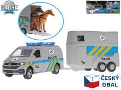 Kids Globe Traffic VW policajná dodávka CZ design 28 cm kov spätný chod s prívesom