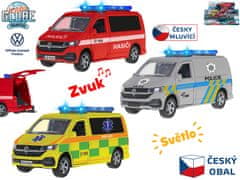 Kids Globe Traffic VW záchranné zložky CZ 13,5 cm kov spätný chod česky hovoriaci so svetlom