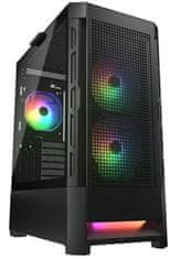 COUGAR PC skriňa DUOFACE Pre Black Mid Tower Airflow Front Panel TG Left Panel 2 x ARGB 140mm & 1x 120mm Fans