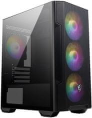 MSI skriňa MAG FORGE M100R/ bez zdroja/ ľavé temperované sklo/ 4x 120 mm A-RGB fan/ 1x USB3.2/ čierna