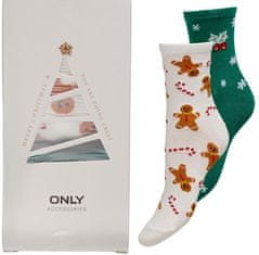 2 PACK - dámske ponožky ONLCHRISTMAS 15327377 White