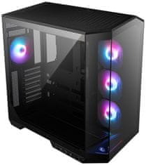 MSI skriňa MAG PANO 100R PZ Black/ bez zdroja/ ľavé a predné sklo/ 4x 120 mm A-RGB fan/ 1x USB-C/ 1x USB3.2/ čierna