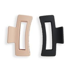 Škripce do vlasov Nude/Black (Rectangle Matte Clip) 2 ks