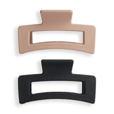 Škripce do vlasov Nude/Black (Rectangle Matte Clip) 2 ks