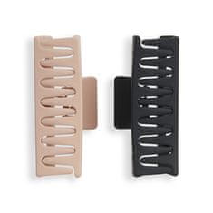 Škripce do vlasov Nude/Black (Rectangle Matte Clip) 2 ks