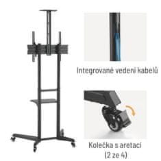 Pojazdný stojan Brateck T1040T pre TV 37&quot;-70&quot; 50kg 2 police