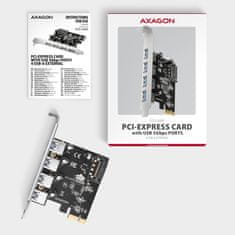 AXAGON PCEU-430RS, PCIe radič, 4x USB 5Gbps port, SATA napájanie, Renesas PD720201, SP