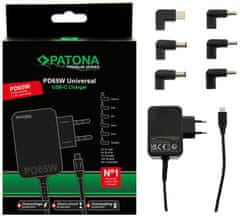 PATONA napájací adaptér k ntb/ 18,5-20V 65W/ 6 konektorov/ UNI/ USB-C/ Power delivery