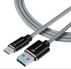 Tactical Fast Rope Aramid Cable USB-A/USB-C 2m Grey