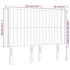 Vidaxl Čelo postele s LED čierne 147x16x118/128 cm zamat