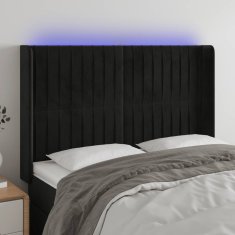 Vidaxl Čelo postele s LED čierne 147x16x118/128 cm zamat