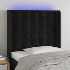 Vidaxl Čelo postele s LED čierne 83x16x118/128 cm zamat